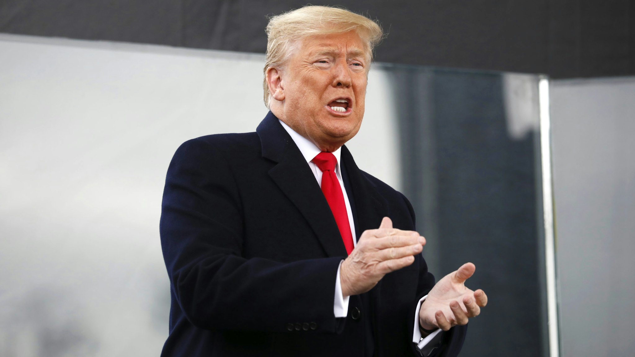 U.S. President Donald Trump speaks during a March for Life rally on the National Mall in Washington, D.C., U.S., on Friday, Jan. 24, 2020. Trump, making the first in-person address by a U.S. president at a major anti-abortion rally in Washington, called himself a strong defender of the unborn and blasted Democrats for their "radical and extreme" positions.