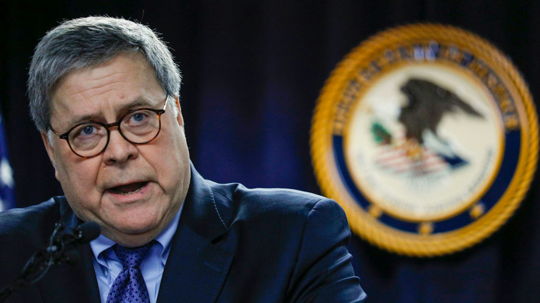 U.S. Attorney General William Barr announces a new Crime Reduction Initiative designed to reduce crime in Detroit on December 18, 2019 in Detroit, Michigan. (Photo by Bill Pugliano/Getty Images)
