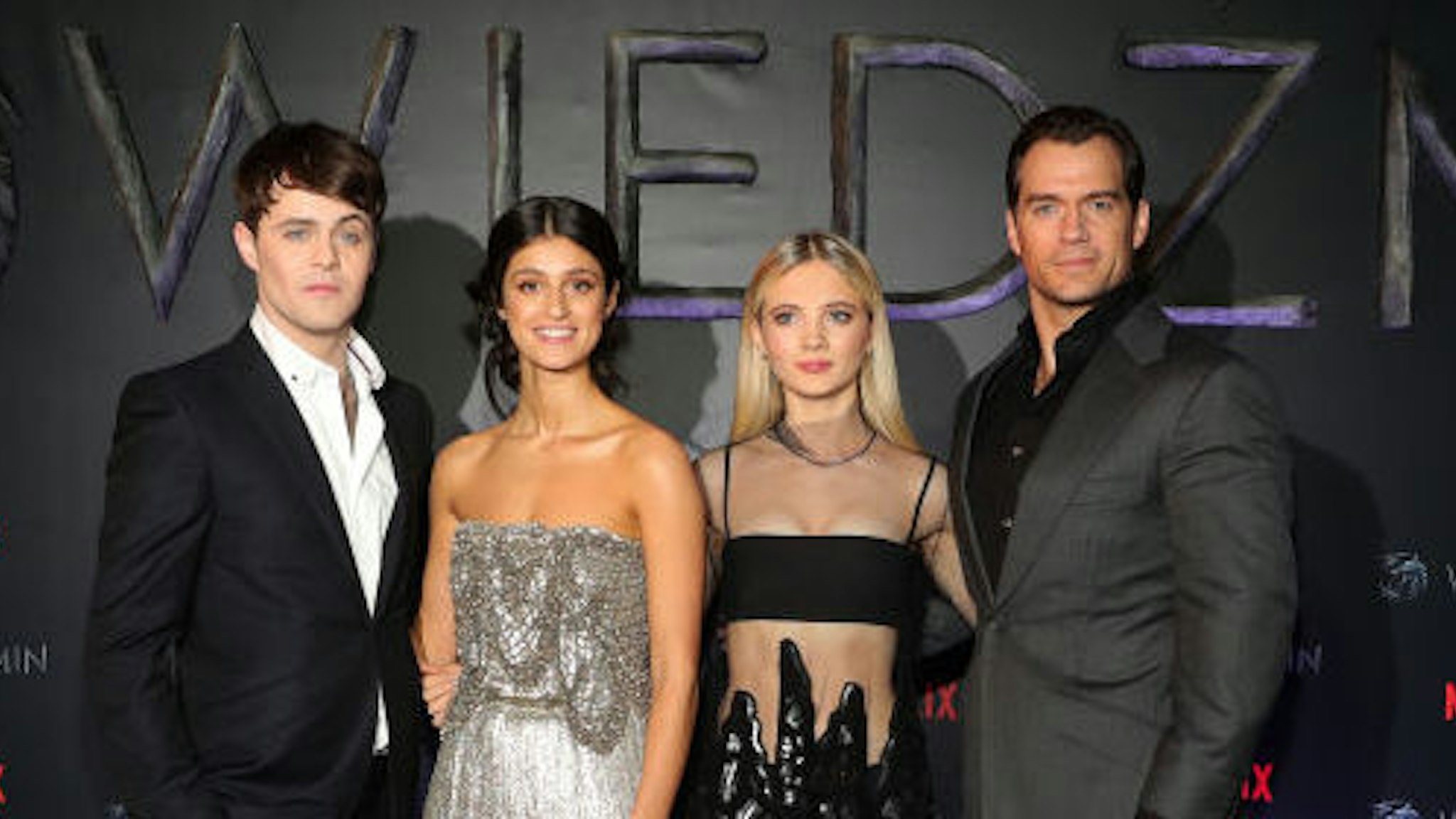 Joey Batey, Anya Chalotra, Freya Allan and Henry Cavill attend the premiere of the Netflix series "The Witcher" (Wiedzmin) on December 18, 2019 in Warsaw, Poland. (Photo by Andreas Rentz/Getty Images for Netflix)