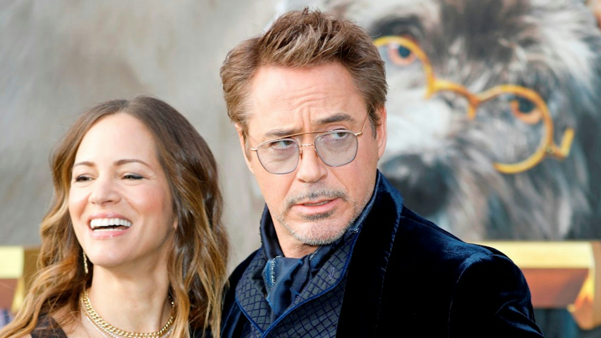 CALIFORNIA, UNITED STATES - JANUARY 11 2020: Robert Downey Jr. and Susan Downey photographed at the Premiere 'Dolittle' at Regency Village Theatre on January 11, 2020 in Westwood, California.- PHOTOGRAPH BY P. Lehman / Barcroft Media (Photo credit should read