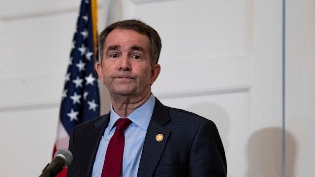 RICHMOND, VA - FEBRUARY 02: Virginia Governor Ralph Northam speaks with reporters at a press conference at the Governor's mansion on February 2, 2019 in Richmond, Virginia. Northam denies allegations that he is pictured in a yearbook photo wearing racist attire.