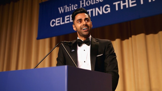 Host, comedian Hasan Minhaj speaks on stage during 2017 White House Correspondents' Association Dinner at Washington Hilton on April 29, 2017 in Washington, DC.