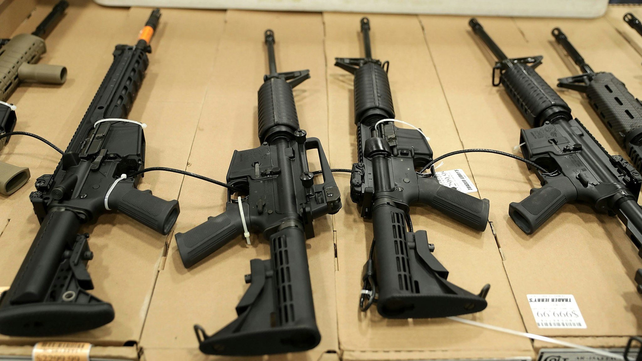 CHANTILLY, VA - NOVEMBER 18: Guns are on display during the Nation's Gun Show on November 18, 2016 at Dulles Expo Center in Chantilly, Virginia. The show is one of the largest in the area.