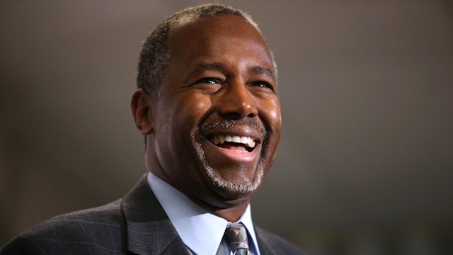 Republican presidential candidate Ben Carson speaks during a news conference before a campaign event at Colorado Christian University on October 29, 2015 in Lakewood, Colorado. Ben Carson was back on the campaign trail a day after the third republican debate held at the University of Colorado Boulder.