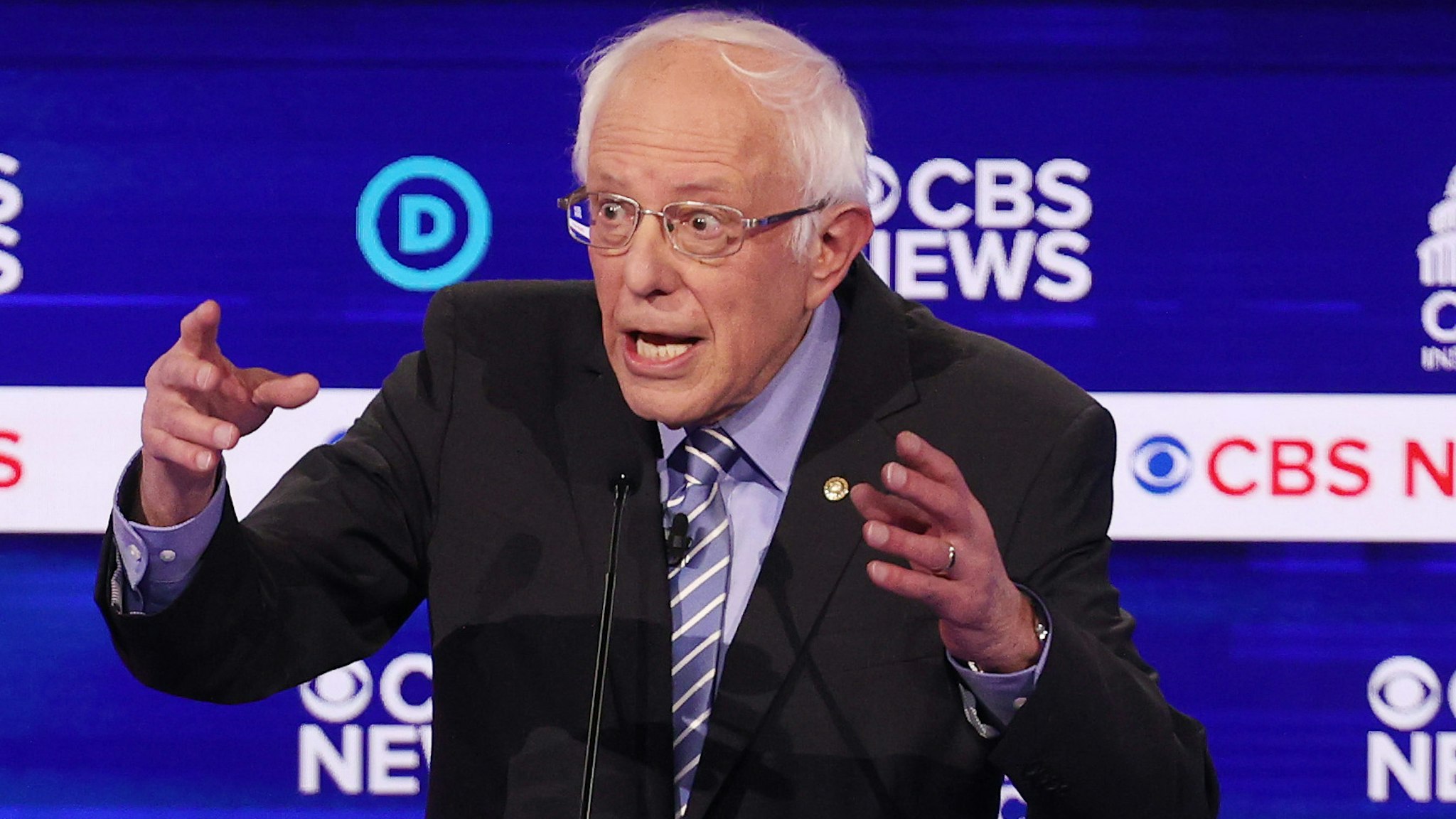 CHARLESTON, SOUTH CAROLINA - FEBRUARY 25: Democratic presidential candidate Sen. Bernie Sanders (I-VT) speaks during the Democratic presidential primary debate at the Charleston Gaillard Center on February 25, 2020 in Charleston, South Carolina. Seven candidates qualified for the debate, hosted by CBS News and Congressional Black Caucus Institute, ahead of South Carolina’s primary in four days.