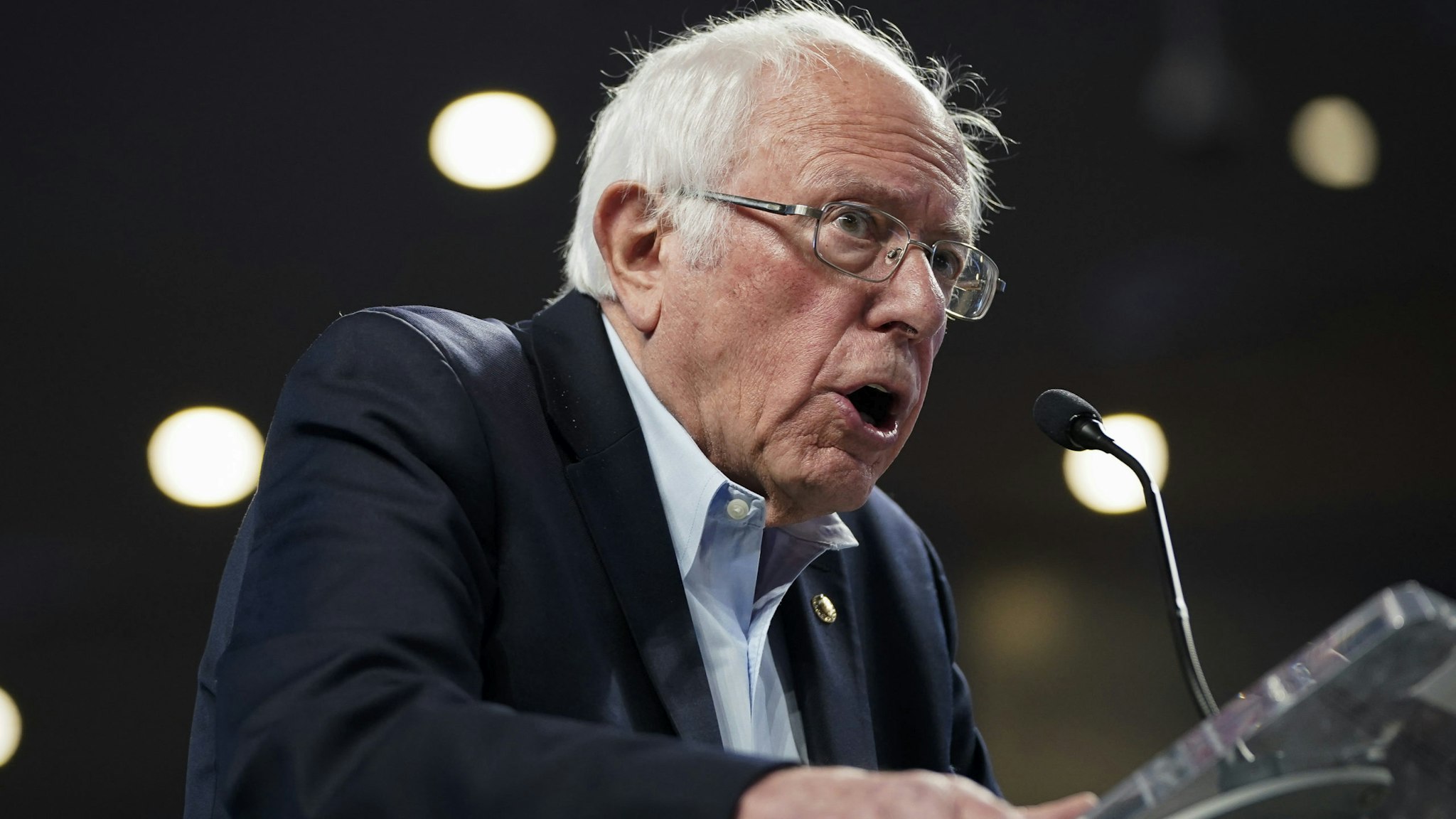 HOUSTON, TX - FEBRUARY 23: Democratic presidential candidate Sen. Bernie Sanders (I-VT) speaks during a campaign rally at the University of Houston on February 23, 2020 in Houston, Texas. With early voting underway in Texas, Sanders is holding four rallies in the delegate-rich state this weekend before traveling on to South Carolina. Texas holds their primary on Super Tuesday March 3rd, along with over a dozen other states.