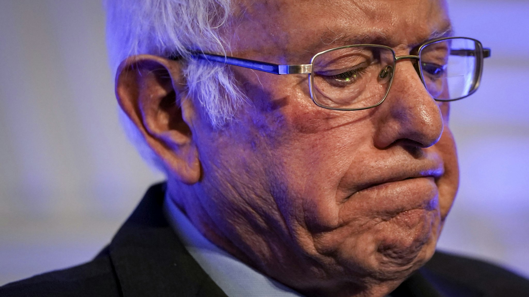 CHARLESTON, SC - FEBRUARY 24: Democratic presidential candidate Sen. Bernie Sanders (I-VT) pauses while speaking at the South Carolina Democratic Party "First in the South" dinner on February 24, 2020 in Charleston, South Carolina. South Carolina holds its Democratic presidential primary on Saturday, February 29.
