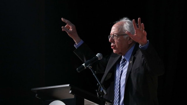 Democratic presidential hopeful and Vermont Senator Bernie Sanders (I-VT) delivers remarks during the Rev. Al Sharpton Minister's Breakfast at Mt. Moriah Missionary Baptist Church in North Charleston, South Carolina on February 26, 2020. (Photo by Logan CYRUS / AFP)