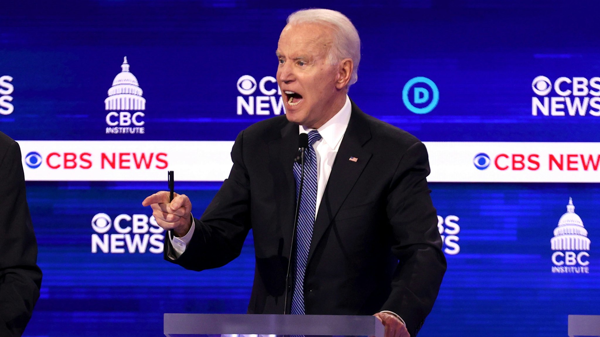 CHARLESTON, SOUTH CAROLINA - FEBRUARY 25: Democratic presidential candidate former Vice President Joe Biden speaks during the Democratic presidential primary debate at the Charleston Gaillard Center on February 25, 2020 in Charleston, South Carolina. Seven candidates qualified for the debate, hosted by CBS News and Congressional Black Caucus Institute, ahead of South Carolina’s primary in four days.