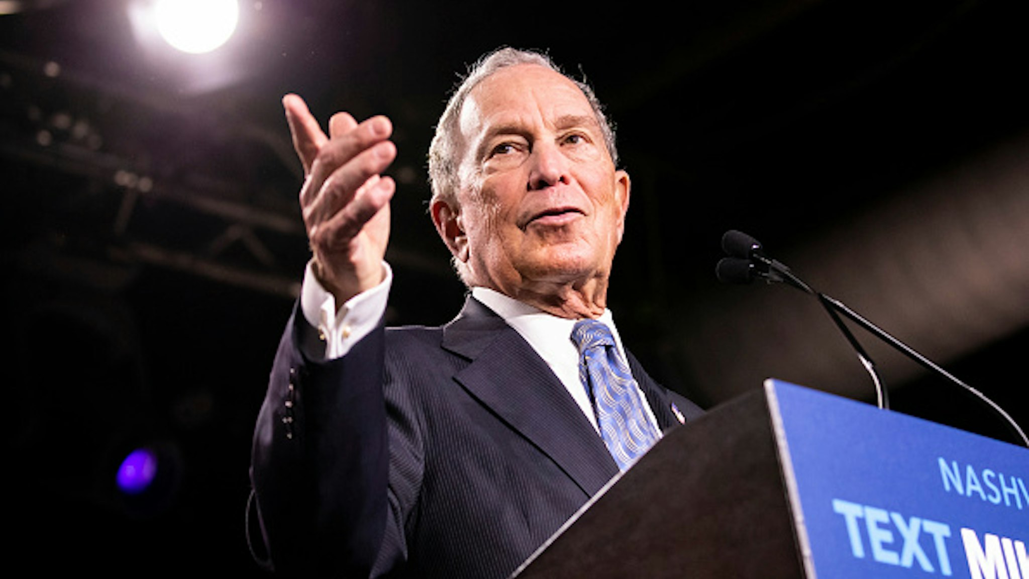 NASHVILLE, TN - FEBRUARY 12: Democratic presidential candidate former New York City Mayor Mike Bloomberg delivers remarks during a campaign rally on February 12, 2020 in Nashville, Tennessee. Bloomberg is holding the rally to mark the beginning of early voting in Tennessee ahead of the Super Tuesday primary on March 3rd.