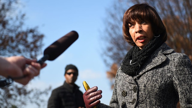 Baltimore Mayor Catherine Pugh marches in the Mayor's Annual Christmas parade in Hampden, Baltimore, MD, December 3, 2017. Baltimore recently topped 300 murders and Pugh faces other problems of poverty and drugs. (Photo by Astrid Riecken For The Washington Post)