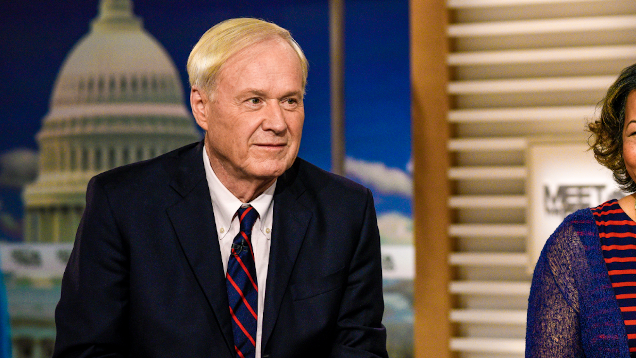 MEET THE PRESS -- Pictured: (l-r) ? Chris Matthews, Host, MSNBC?s ?Hardball? and Helene Cooper, Pentagon Correspondent, The New York Times appear on "Meet the Press" in Washington, D.C., Sunday, April 30, 2017.