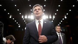 FBI Director Christopher Wray Federal Bureau of Investigation Director Christopher Wray arrives to testify before the Judiciary Committee in the Hart Senate Office Building on Capitol Hill June 18, 2018 in Washington, DC. According to a report by Justice Department Inspector General Michael Horowitz, former FBI Director James Comey and other top officials did not follow standard procedures in their handling of the 2016 investigation into Hillary Clinton's email server, but did not find any evidence of political bias. (Photo by Chip Somodevilla/Getty Images)
