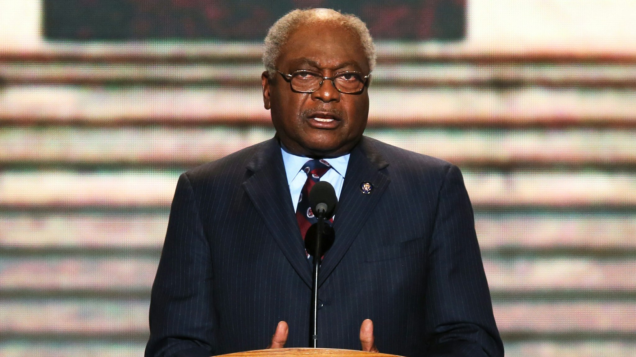 CHARLOTTE, NC - SEPTEMBER 06: Assistant Democratic Leader, U.S. Rep. James E. Clyburn (D-SC) speaks on stage during the final day of the Democratic National Convention at Time Warner Cable Arena on September 6, 2012 in Charlotte, North Carolina. The DNC, which concludes today, nominated U.S. President Barack Obama as the Democratic presidential candidate.