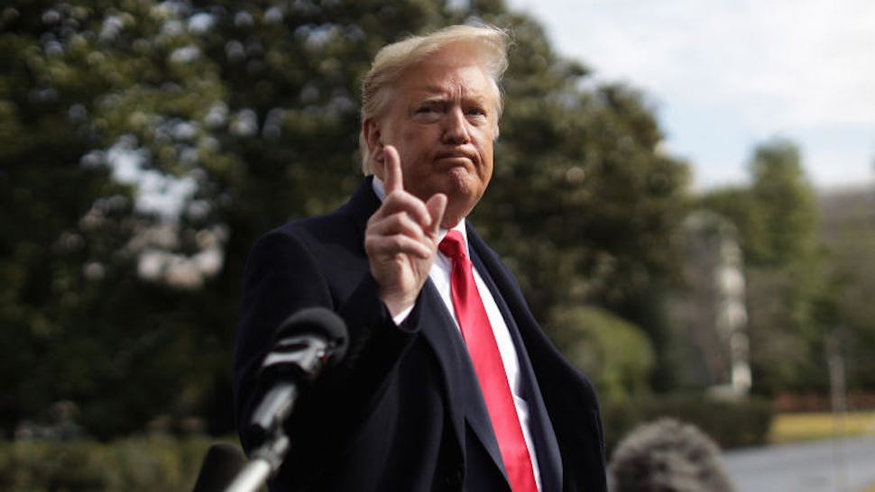 President Trump U.S. President Donald Trump speaks to members of the media prior to his Marine One departure from the White House February 7, 2020 in Washington, DC. President Trump is traveling to Charlotte, North Carolina, to speaks at a “North Carolina Opportunity Now summit. (Photo by Alex Wong/Getty Images)