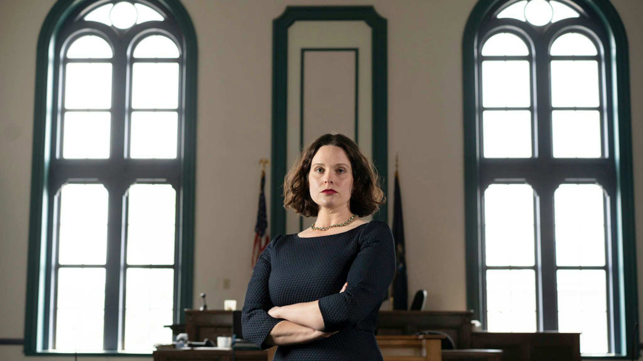 Natasha Irving, District Attorney for Sagadahoc County, poses for a photo in a courtroom at the Sagadahoc County Courthouse in Bath on Thursday, June 6, 2019.