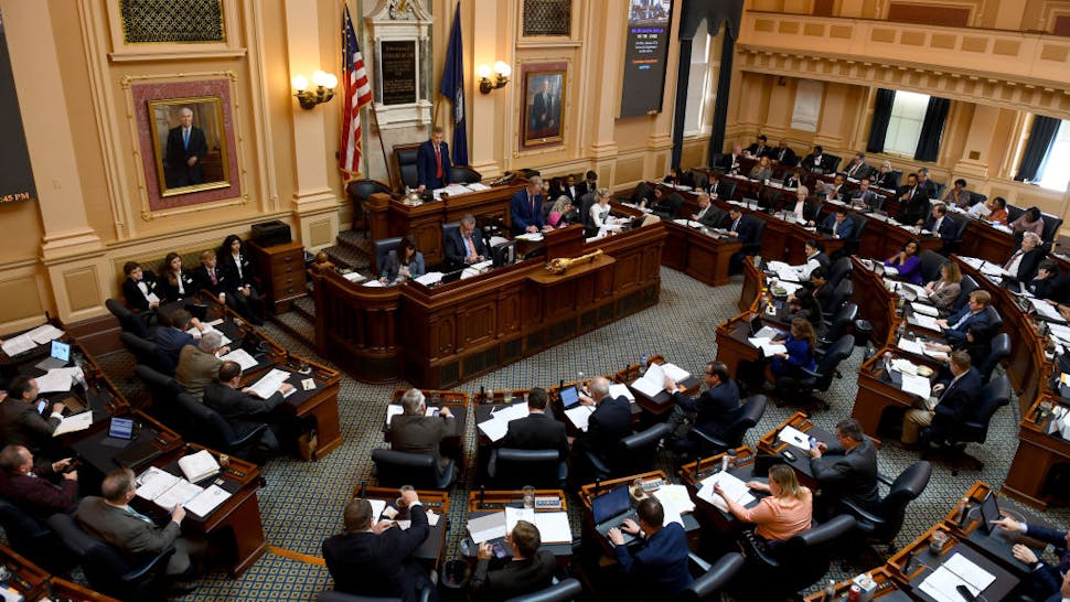 Virginia Legislature Virginia Speaker of the House M. Kirkland "Kirk" Cox (R-Colonial Heights) presides over the House chamber during session as controversy swirls around the State Capitol February 07, 2019 in Richmond, VA.