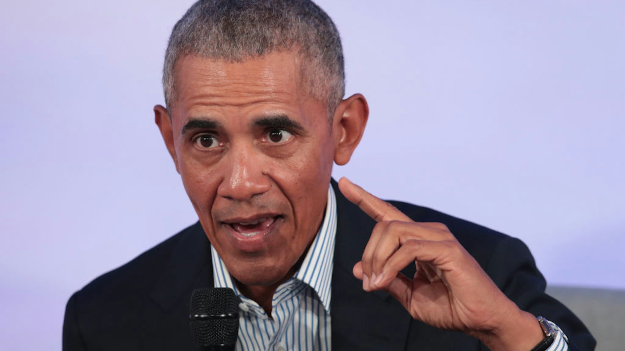 Former U.S. President Barack Obama speaks to guests at the Obama Foundation Summit on the campus of the Illinois Institute of Technology on October 29, 2019 in Chicago, Illinois.