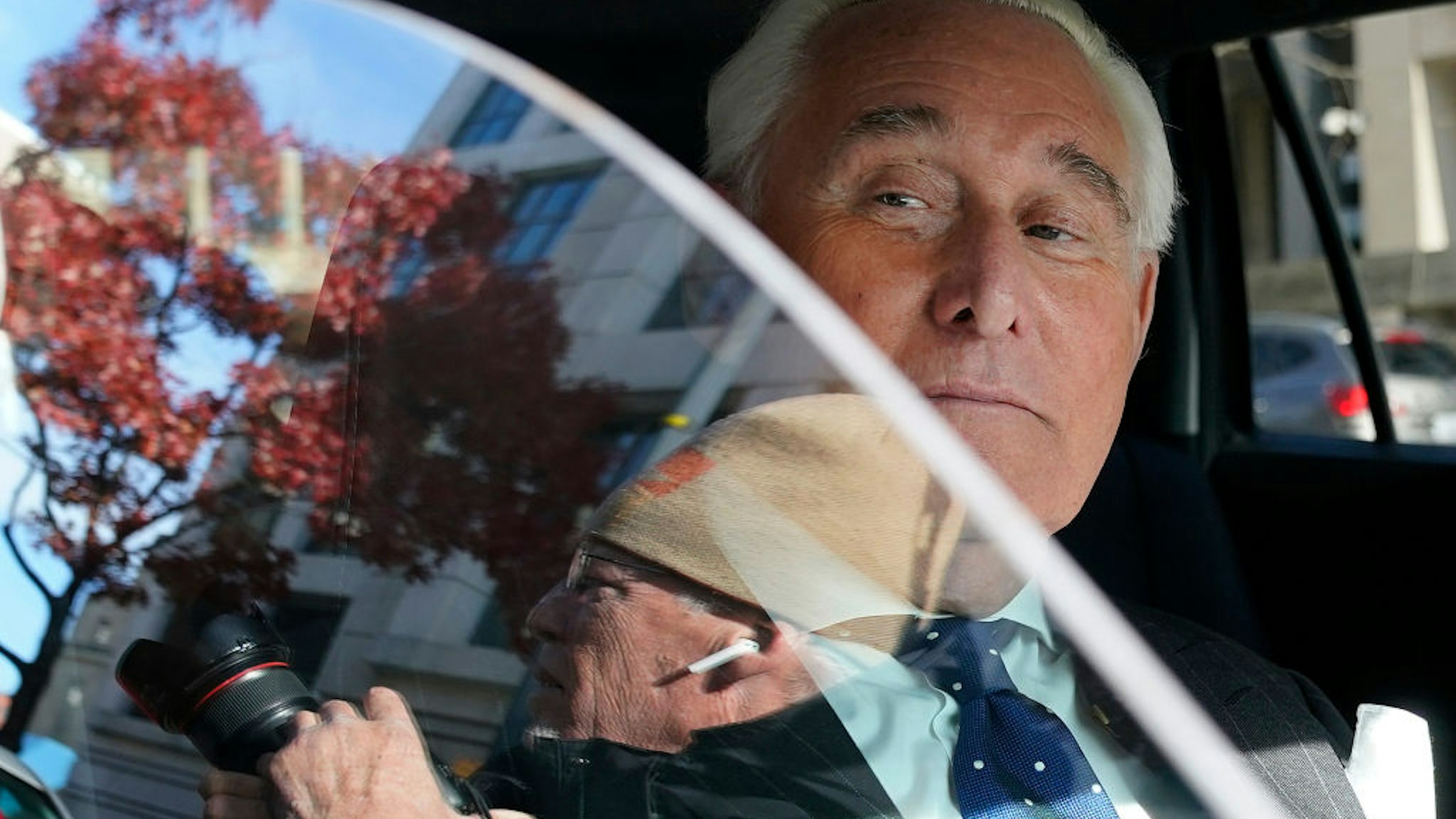 Former advisor to U.S. President Donald Trump, Roger Stone, departs the E. Barrett Prettyman United States Courthouse after being found guilty of obstructing a congressional investigation into Russia’s interference in the 2016 election on November 15, 2019 in Washington, DC.