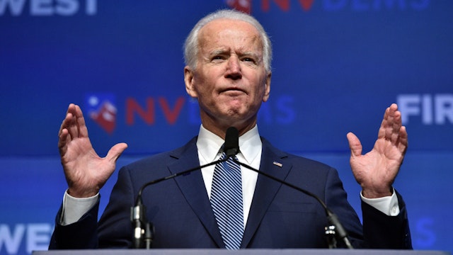 LAS VEGAS, NEVADA - NOVEMBER 17: Democratic presidential candidate, former U.S Vice President Joe Biden speaks during the Nevada Democrats' "First in the West" event at Bellagio Resort & Casino on November 17, 2019 in Las Vegas, Nevada. The Nevada Democratic presidential caucuses is scheduled for February 22, 2020. (Photo by David Becker/Getty Images)