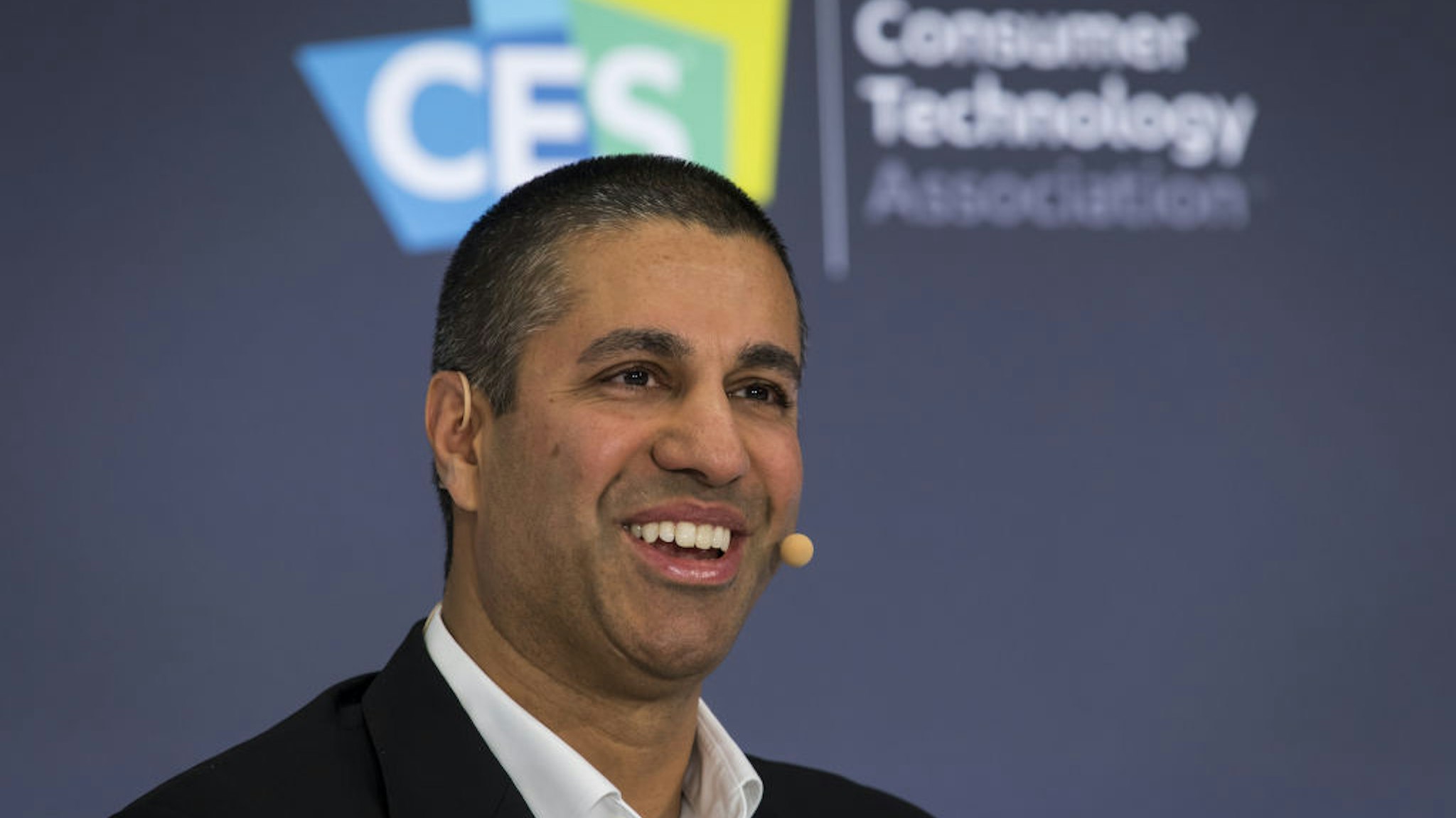 Ajit Pai, chairman of the Federal Communications Commission (FCC), speaks during a panel discussion at CES 2020 in Las Vegas, Nevada, U.S., on Tuesday, Jan. 7, 2020.