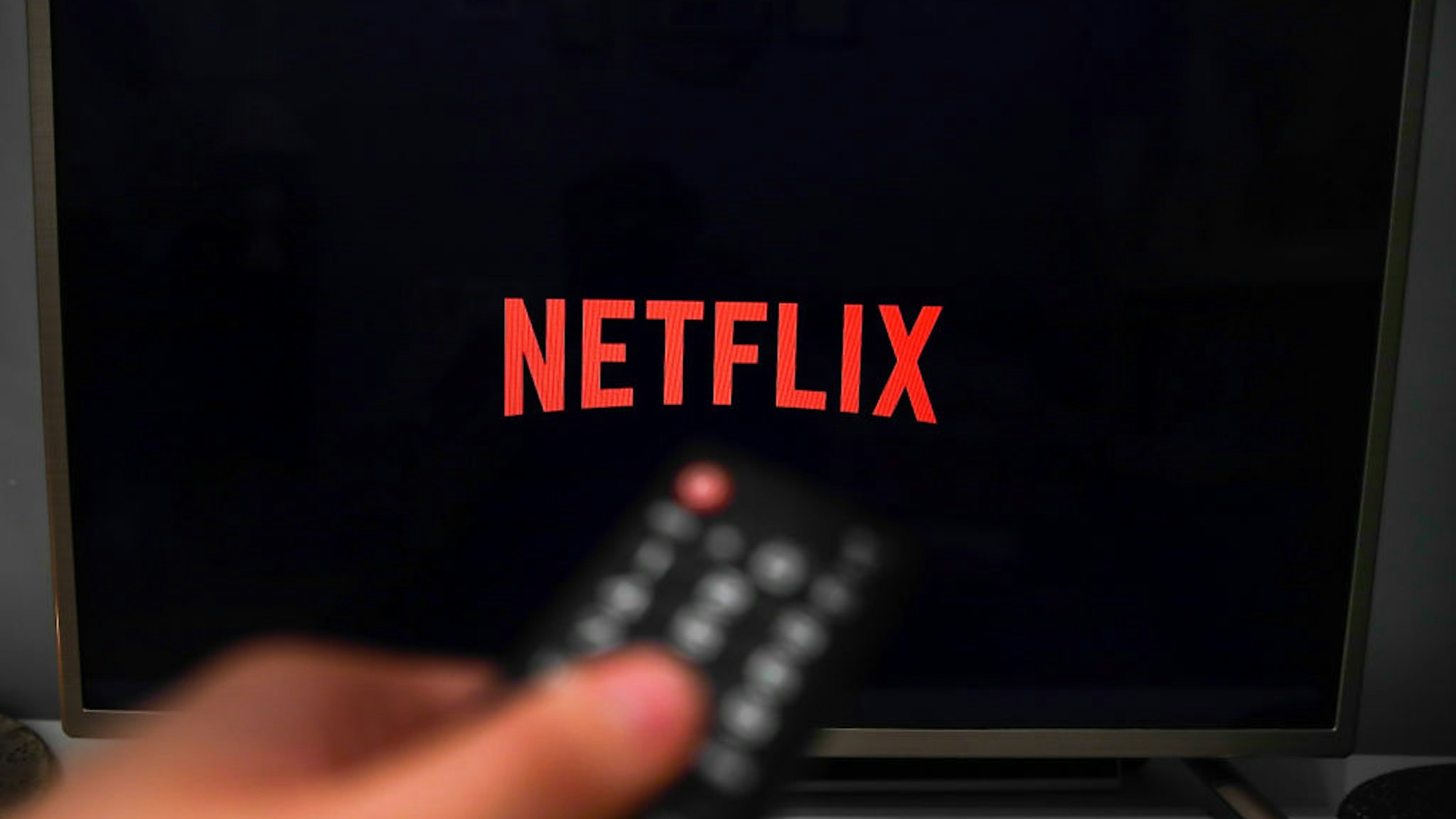 In this photo illustration, Netflix logo is seen displayed on TV screen in this illustration photo taken in Krakow, Poland on January 11, 2020.