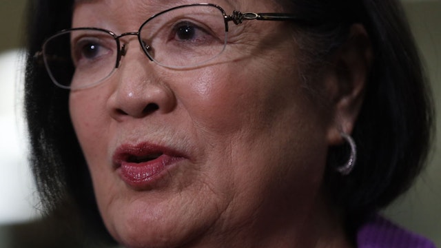 U.S. Mazie Hirono (D-HI) speaks to members of the media during a break of the Senate impeachment trial against President Trump at the U.S. Capitol January 23, 2020 in Washington, DC.