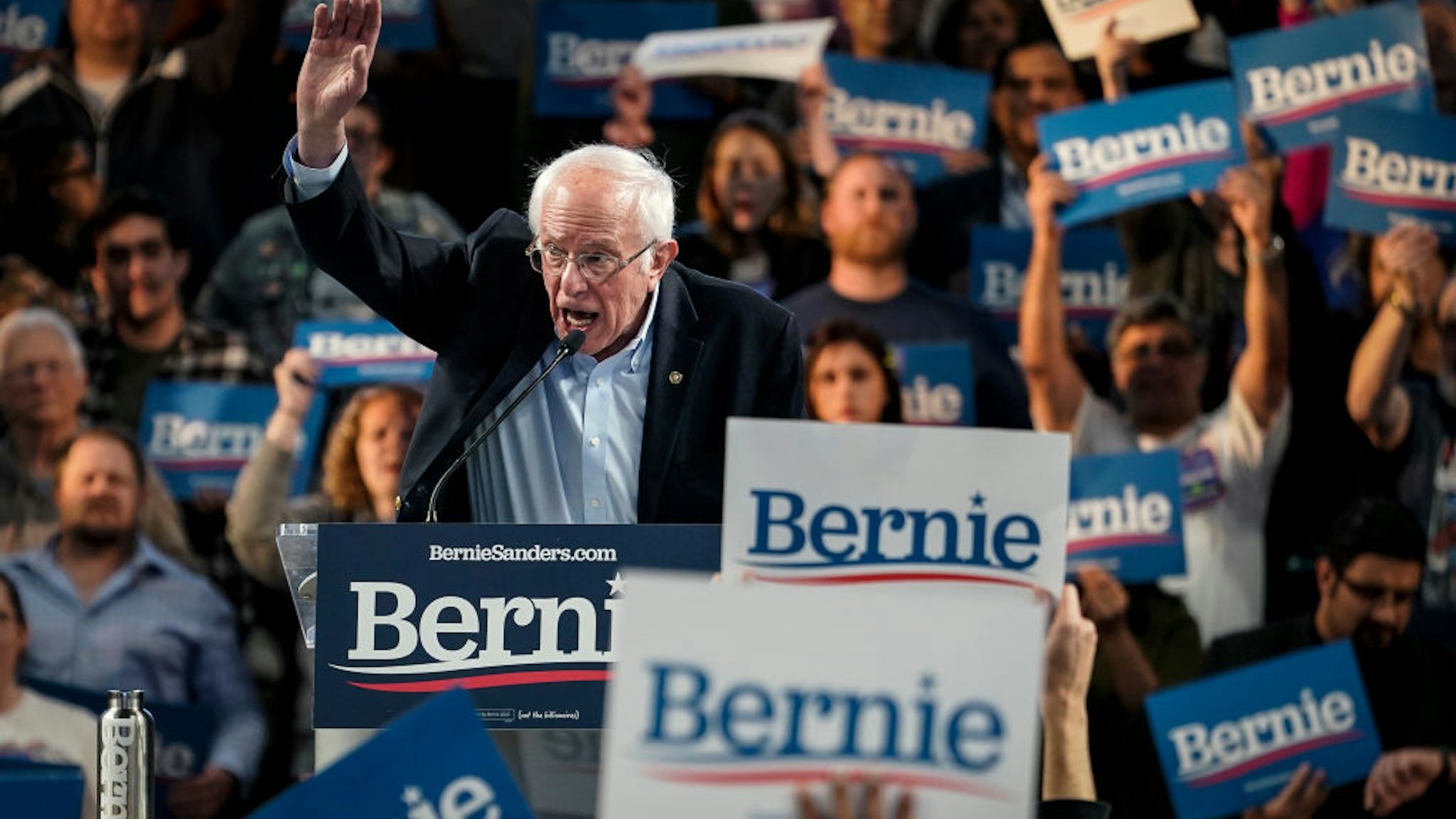 Democratic presidential candidate Sen. Bernie Sanders (I-VT) speaks during a campaign rally at the University of Houston on February 23, 2020 in Houston, Texas.
