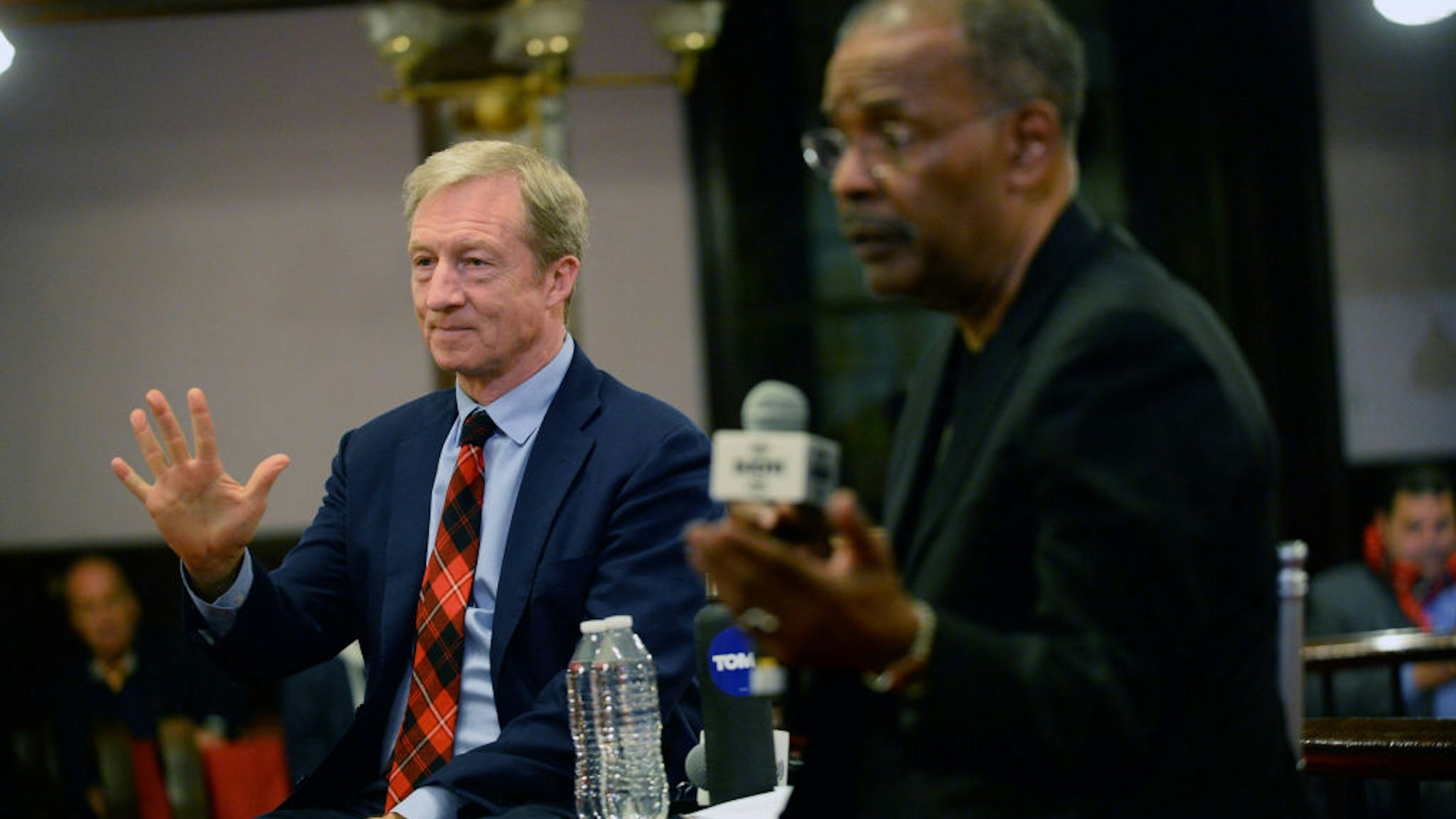 Democratic presidential candidate Tom Steyer attends A People's Town Hall hosted by SiriusXM Urban View's Joe Madison at Mother Emanuel Church on February 27, 2020 in Charleston, South Carolina.
