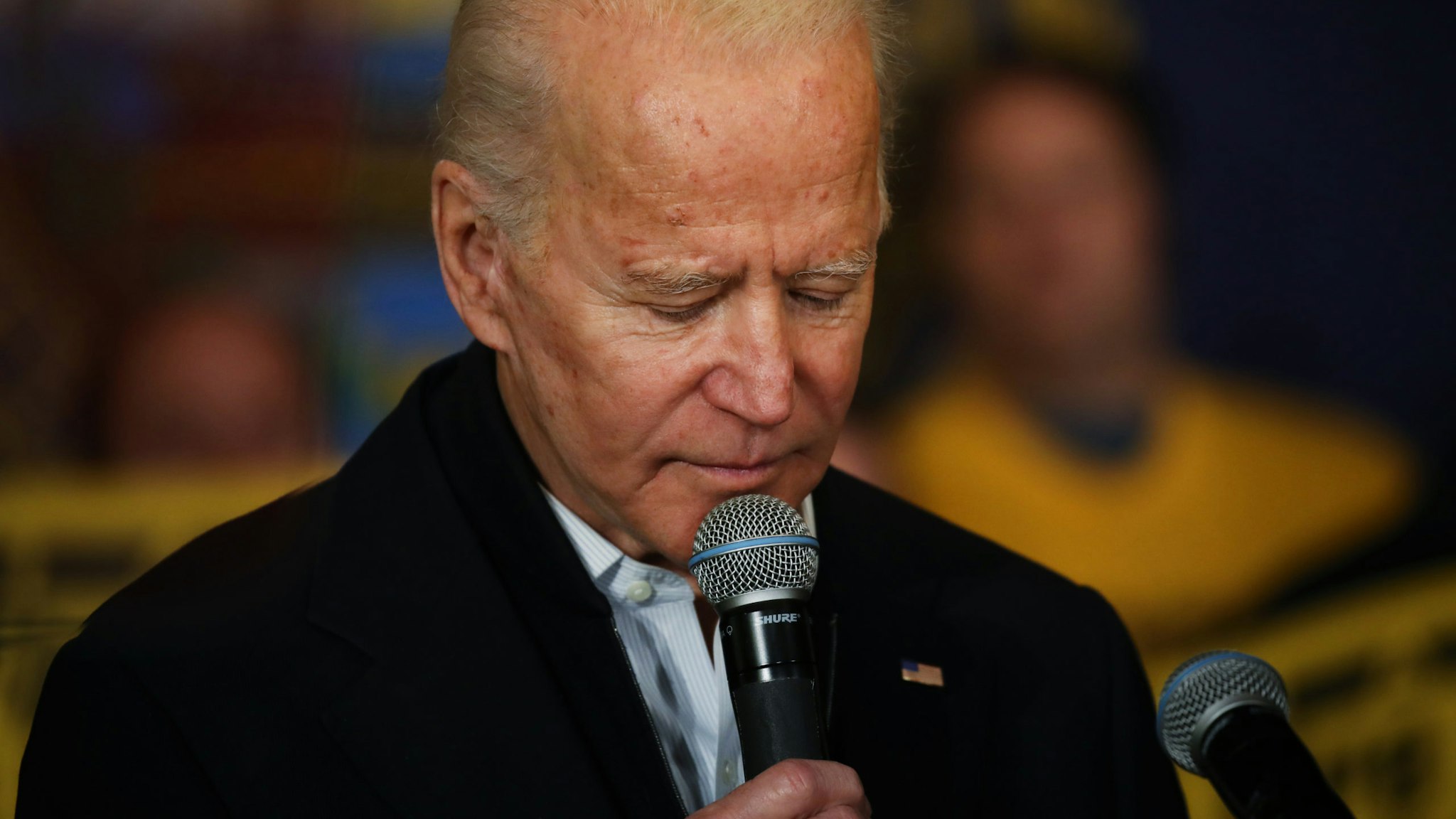 SOMERSWORTH, NEW HAMPSHIRE - FEBRUARY 05: Democratic presidential candidate former Vice President Joe Biden speaks at an event on February 05, 2020 in Somersworth, New Hampshire. Following his fourth-place finish in the Iowa Caucus, the former vice president is seeking to gather momentum for his candidacy in New Hampshire. (Photo by Spencer Platt/Getty Images)