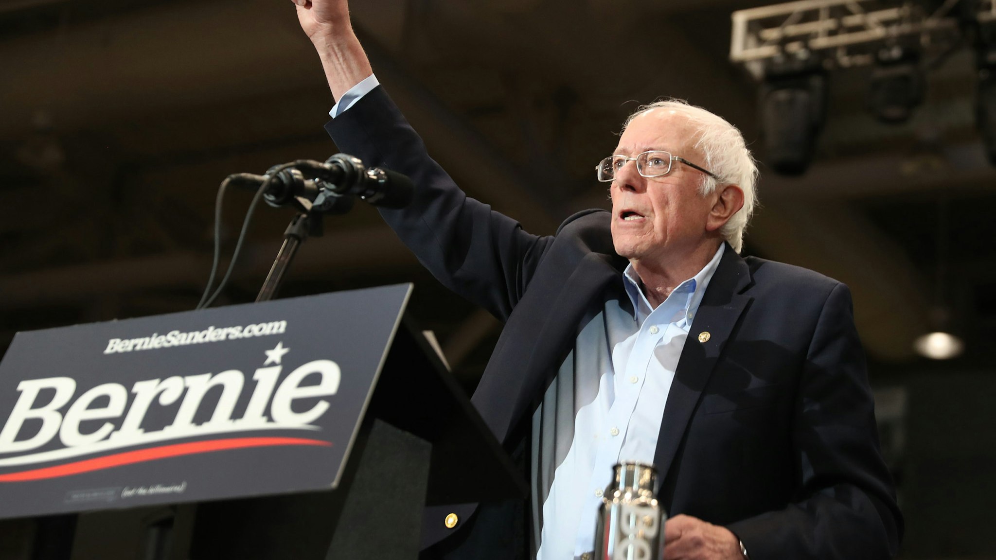 DURHAM, NEW HAMPSHIRE - FEBRUARY 10: Democratic presidential candidate Sen. Bernie Sanders (I-VT) speaks during a campaign event at the Whittemore Center Arena on February 10, 2020 in Durham, New Hampshire. The state's Democratic primary is tomorrow. (Photo by Joe Raedle/Getty Images)
