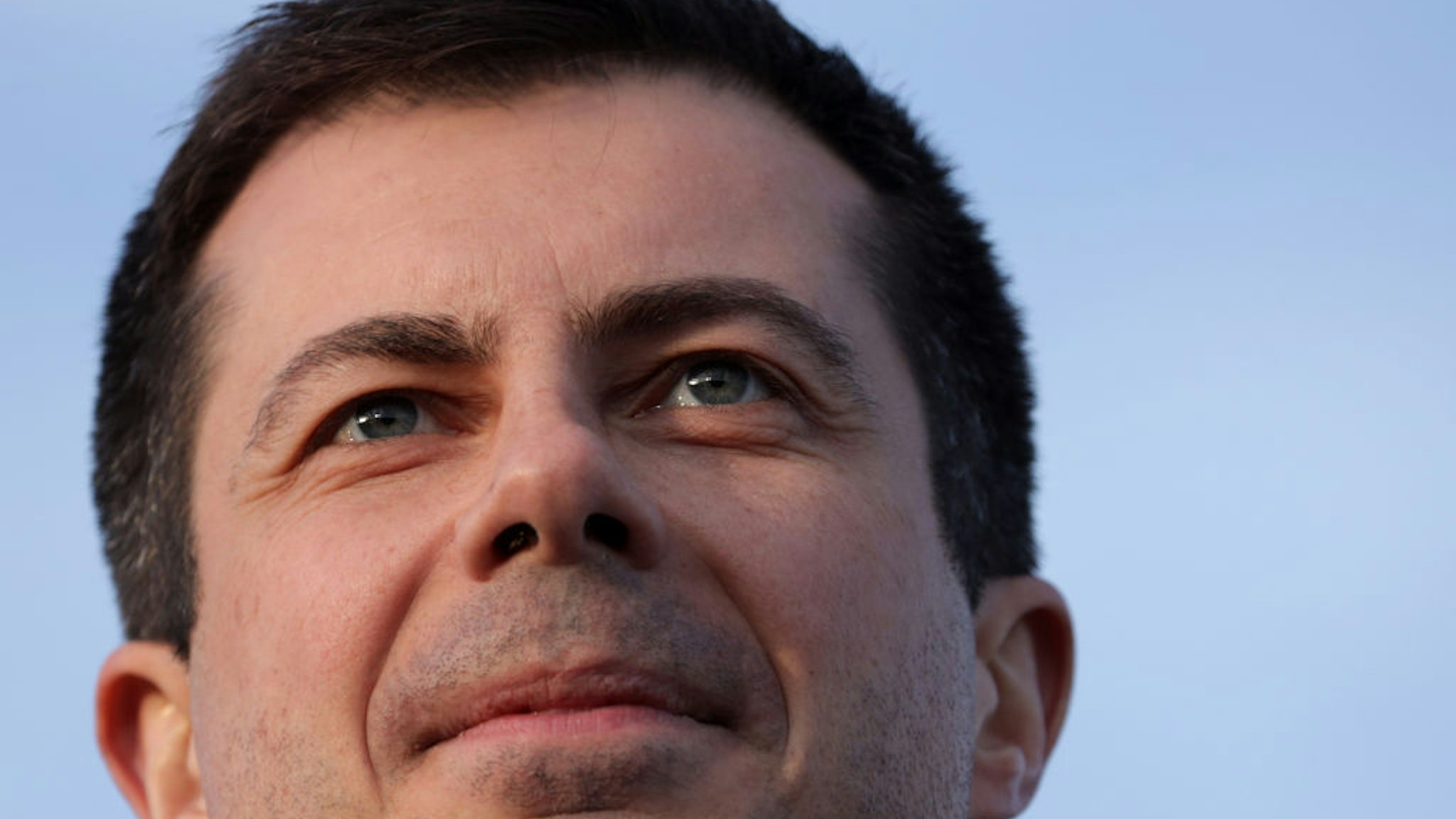 Democratic presidential candidate former South Bend, Indiana Mayor Pete Buttigieg pauses during a campaign town hall event at Washington Liberty High School February 23, 2020 in Arlington, Virginia.
