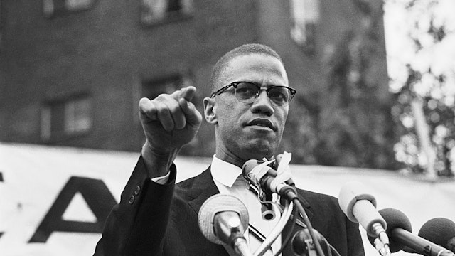 Nation of Islam leader Malcolm X draws various reactions from the audience as he restates his theme of complete separation of whites and African Americans.