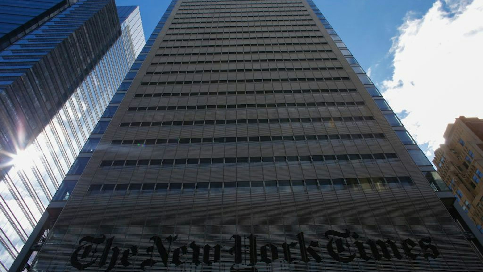 The New York Times Building is seen on February 26, 2017 in New York.