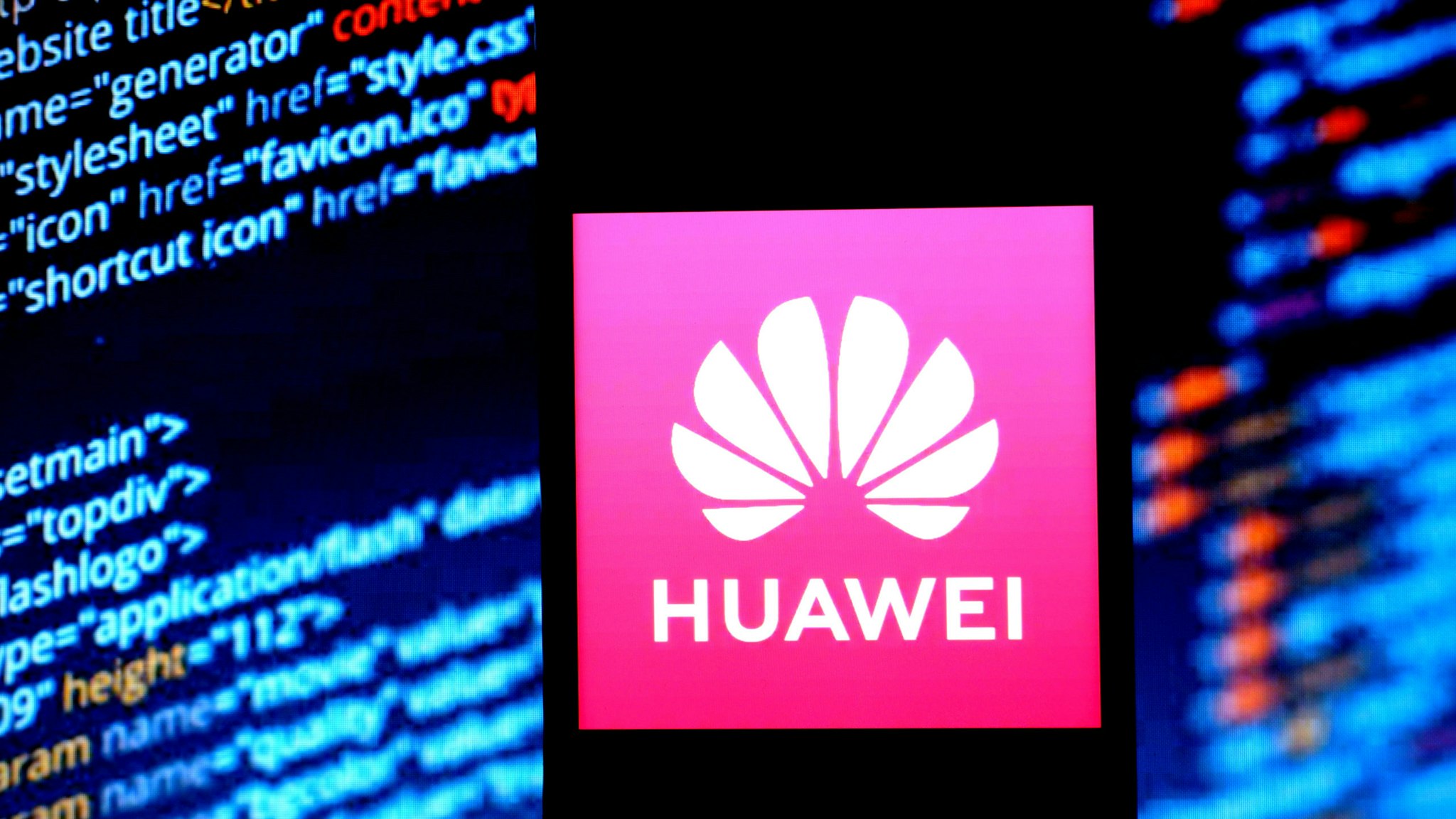 INDIA - 2020/02/09: In this photo illustration a telecommunications equipment company Huawei logo seen displayed on a smartphone.