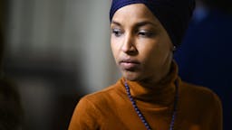 House Democratic Caucus UNITED STATES - FEBRUARY 11: Rep. Ilhan Omar, D-Minn., leaves a meeting of the House Democratic Caucus in the Capitol on Tuesday, February 11, 2020.