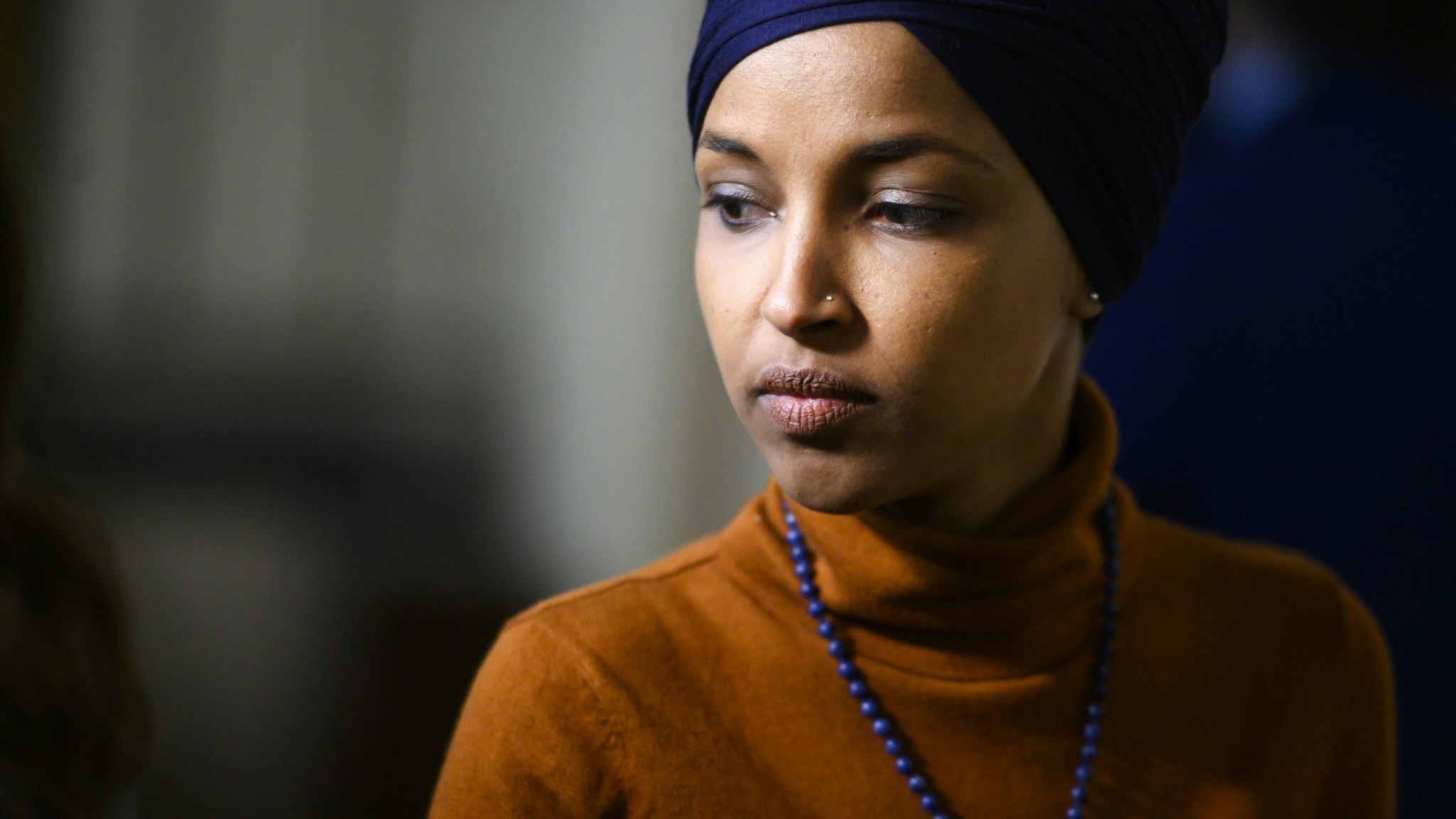 UNITED STATES - FEBRUARY 11: Rep. Ilhan Omar, D-Minn., leaves a meeting of the House Democratic Caucus in the Capitol on Tuesday, February 11, 2020.