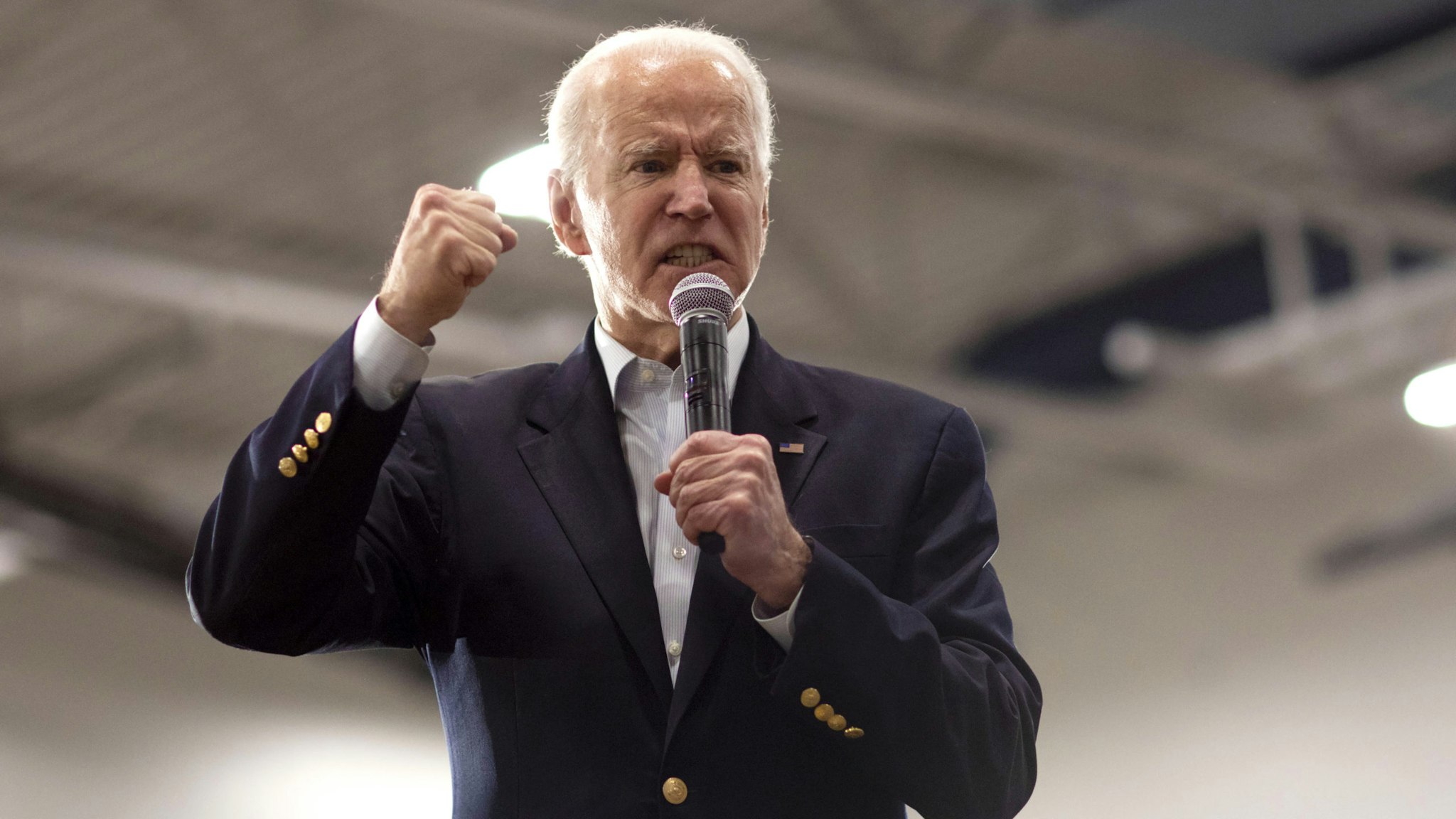 Former U.S. Vice President Joe Biden, 2020 Democratic presidential candidate, speaks during a campaign event in Des Moines, Iowa, U.S., on Sunday, Feb. 2, 2020. Biden is opening a daunting lead over the rest of the field in the March 3 Texas primary, but his advantage has slipped in South Carolina, where the primary later this month is crucial for his campaign.