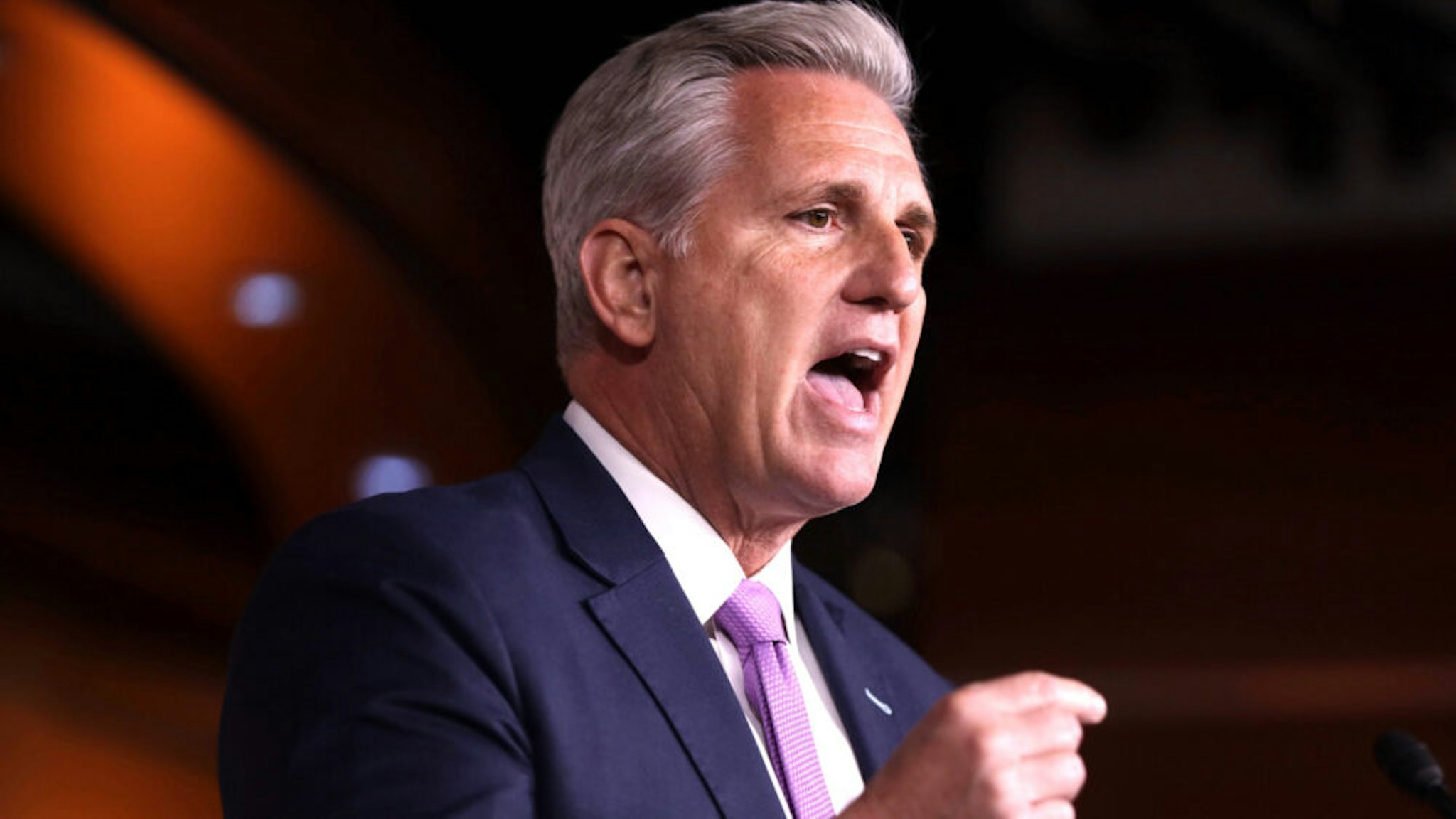 WASHINGTON, DC - DECEMBER 05: U.S. House Minority Leader Rep. Kevin McCarthy (R-CA) speaks during his weekly news conference December 5, 2019 on Capitol Hill in Washington, DC. McCarthy discussed the impeachment inquiry against President Donald Trump.