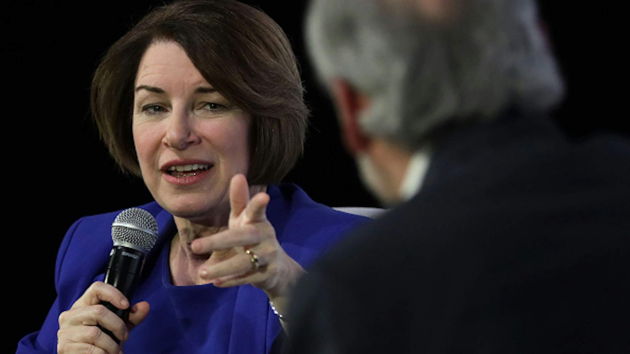LAS VEGAS, NEVADA - FEBRUARY 16: Democratic presidential candidate Sen. Amy Klobuchar (D-MN) participates in a “Moving America Forward: A Presidential Candidate Forum on Infrastructure, Jobs, and Building a Better America” at University of Nevada February 16, 2020 in Las Vegas, Nevada. United For Infrastructure held the forum for 2020 presidential candidates to discuss “their plans and priorities for the future of American’s infrastructure.”