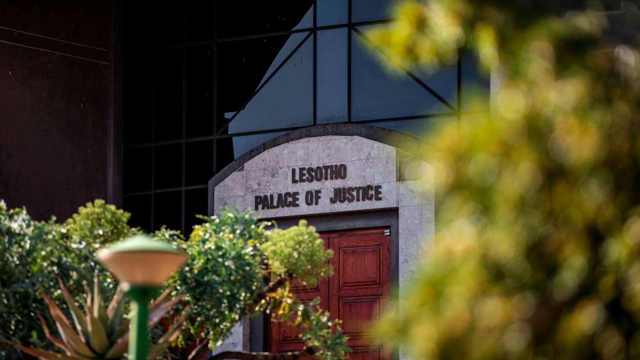 A picture taken in Maseru, Lesotho, on February 2, 2020 shows the exterior of the Palace of Justice of Lesotho. - Lesotho's first lady Maesaiah Thabane was charged with murder on February 4, 2020 for alleged links to the brutal 2017 killing of the prime minister's previous wife. (Photo by Michele Spatari / AFP)