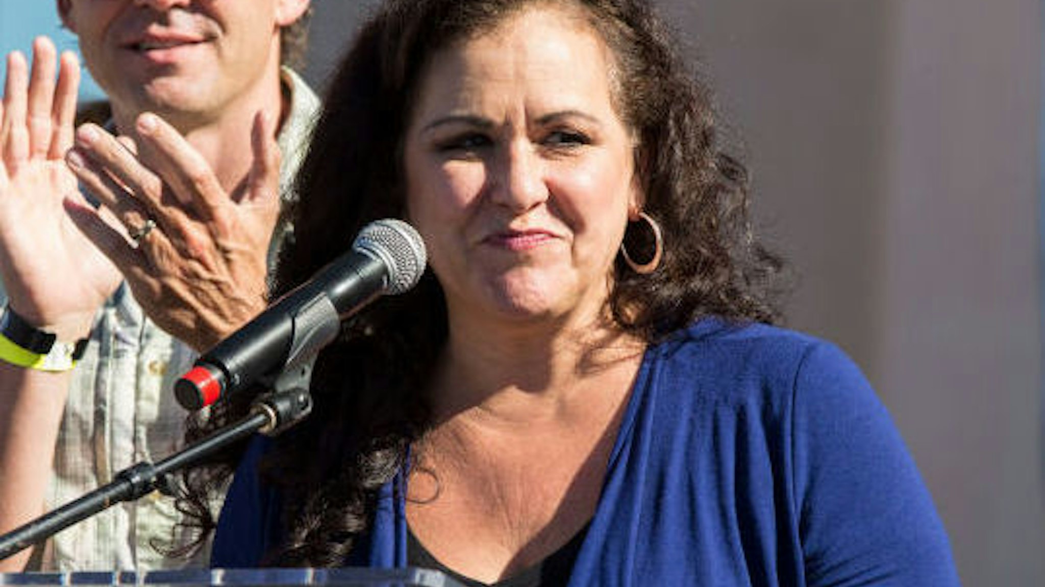 SAN DIEGO, CALIFORNIA - JANUARY 19: California State Assemblywoman Lorena Gonzalez-Fletcher speaks onstage at Women's March San Diego on January 19, 2019 in San Diego, California.