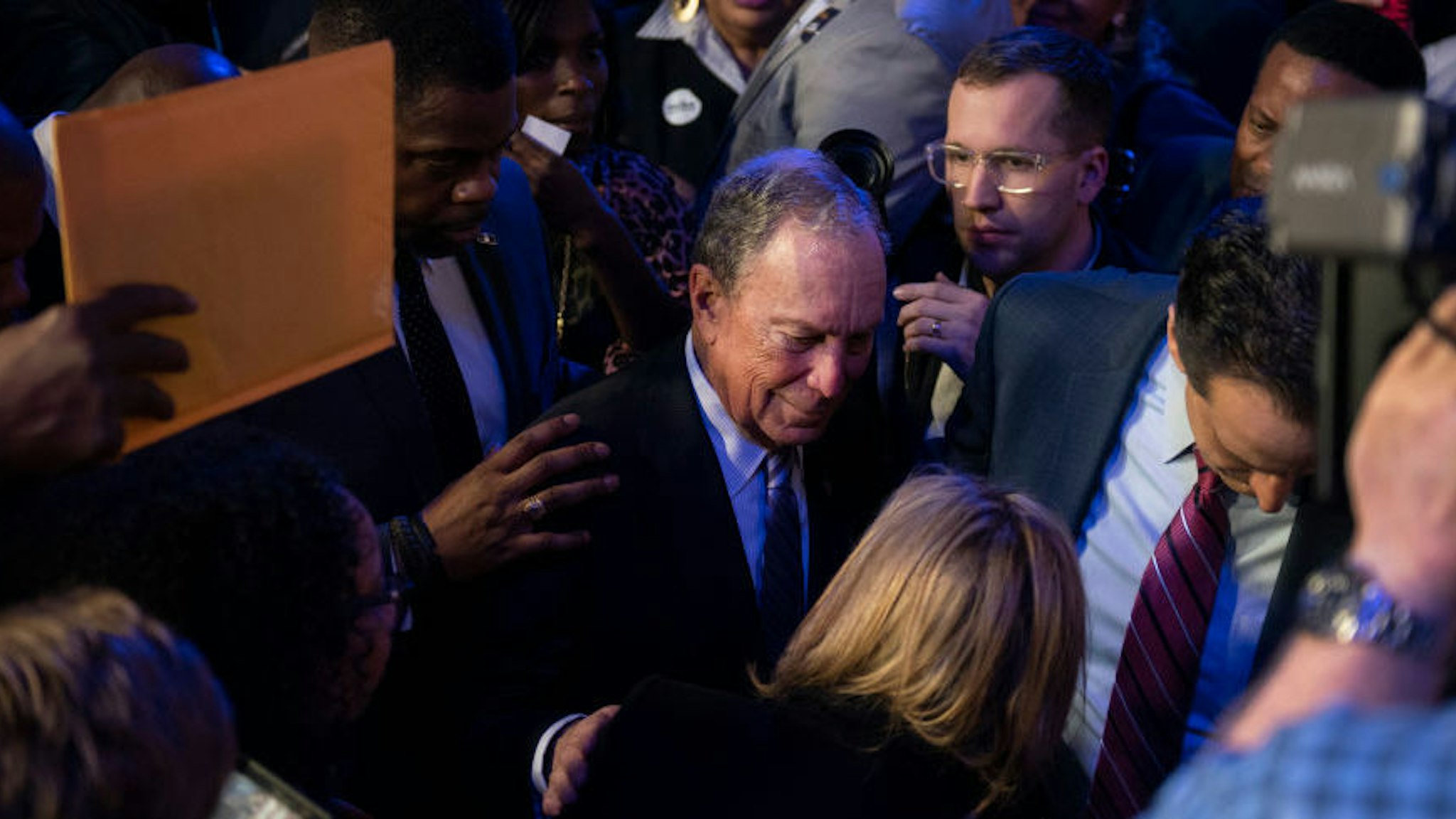 Democratic presidential candidate Mike Bloomberg greets well-wishers after speaking at the Buffalo Soldiers National Museum on February 13, 2020 in Houston, Texas. The former New York City mayor launched "Mike for Black America," an effort to focus on key issues relating to black Americans on his fifth campaign trip to Texas. (Photo by Callaghan O'Hare/Getty Images)