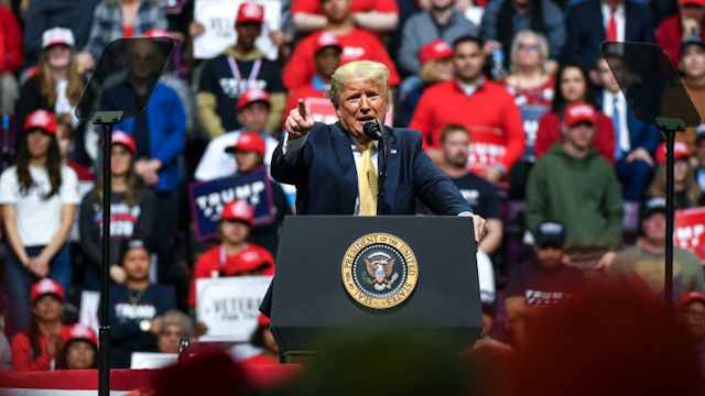 President Donald Trump speaks to supporters during a Keep America Great rally on February 20, 2020 in Colorado Springs, Colorado.