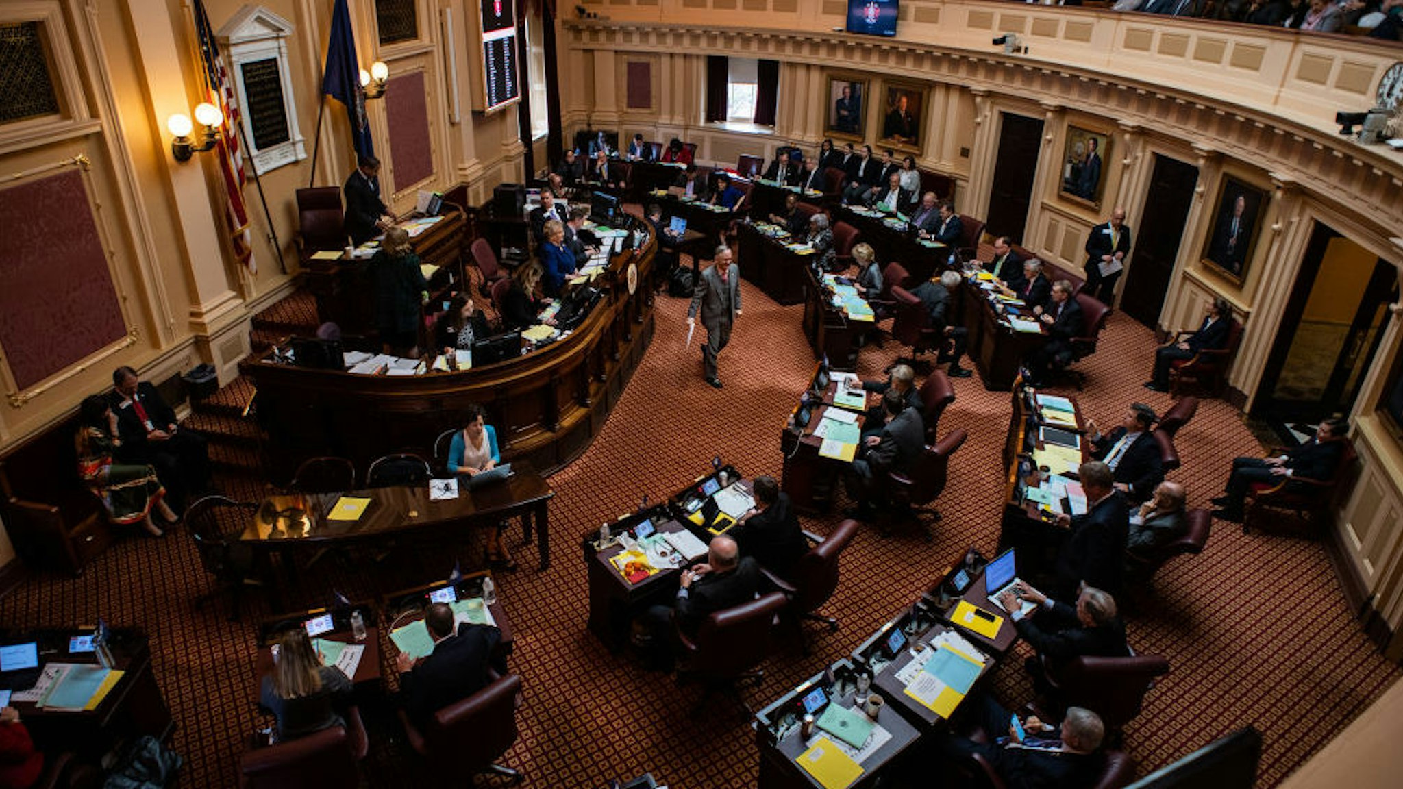 The opening of the 2019 session of the Virginia General Assembly is seen in the Senate chambers at the Capitol in on Wednesday, January 9, 2019, in Richmond, VA. (Photo by Salwan Georges/The Washington Post via Getty Images)