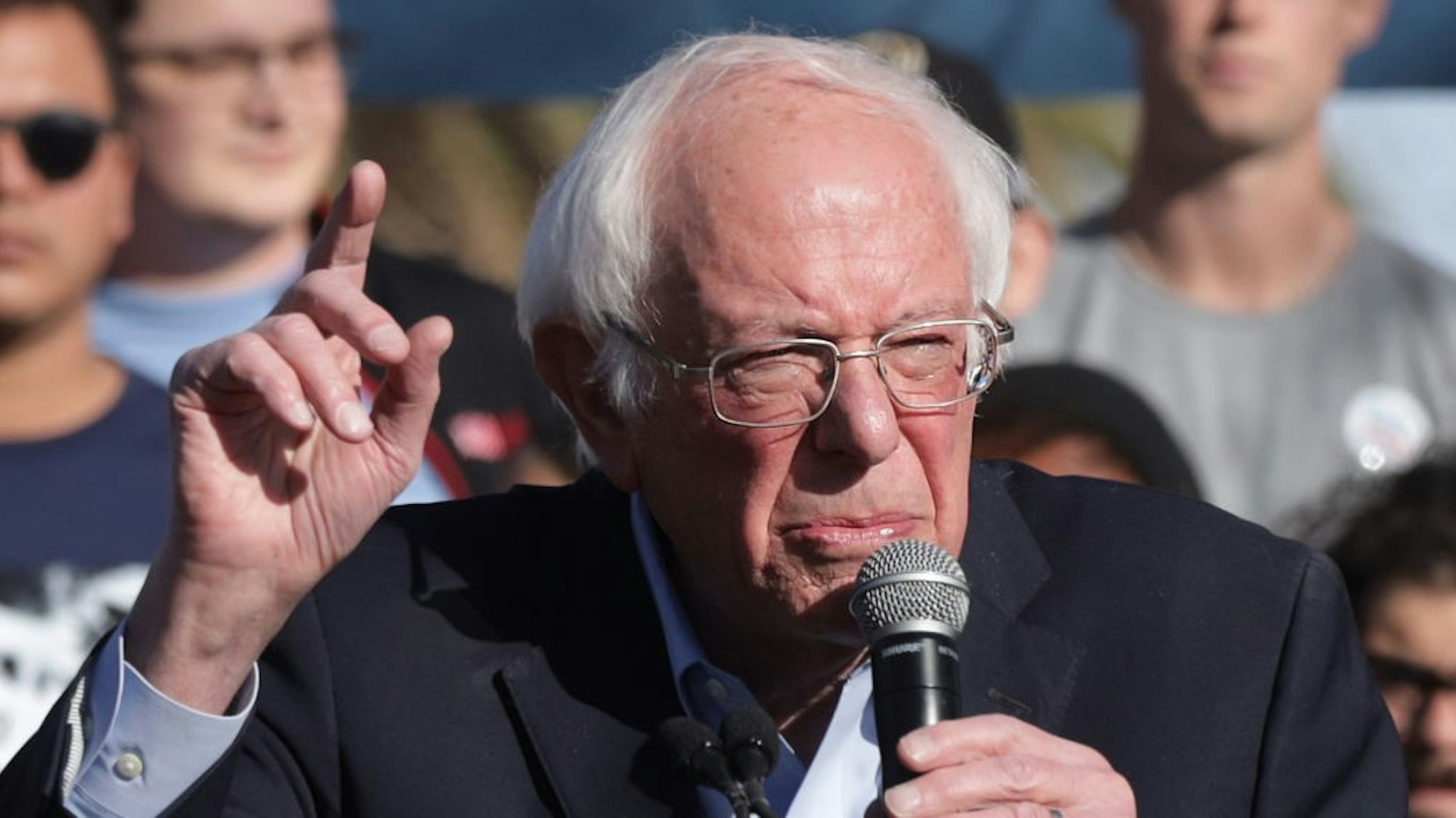 LAS VEGAS, NEVADA - FEBRUARY 18: Democratic presidential candidate Sen. Bernie Sanders (I-VT) speaks during a campaign rally at University of Nevada February 18, 2020 in Las Vegas, Nevada. Sen. Sanders continues to campaign ahead of the upcoming Nevada Democratic presidential caucus on February 22. (Photo by