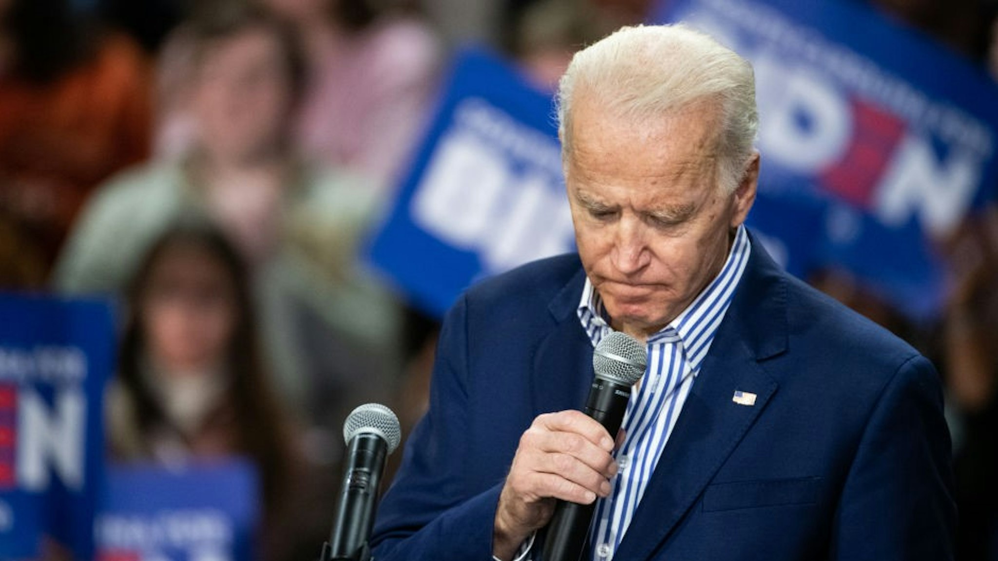 Democratic presidential candidate former Vice President Joe Biden addresses a crowd during a campaign event at Wofford University February 28, 2020 in Spartanburg, South Carolina.