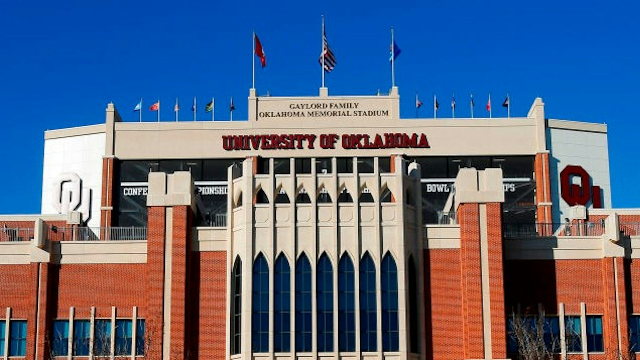 The Gaylord Family Oklahoma Memorial Stadium, home of the Oklahoma Sooners, is ready for a game against the Iowa State Cyclones on November 9, 2019 at in Norman, Oklahoma. OU held on to win 42-41. (Photo by
