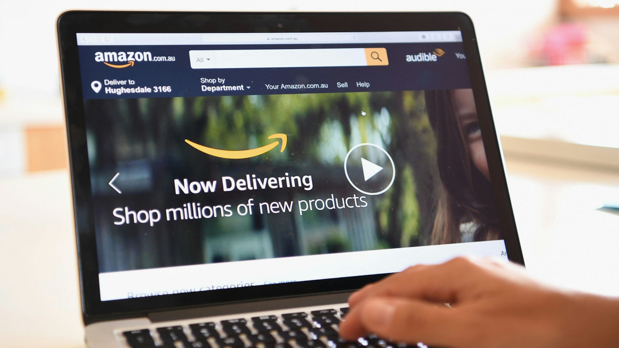 The Amazon website is seen on December 5, 2017 in Dandenong, Australia. Amazon has ended months of speculation by launching its local website overnight.