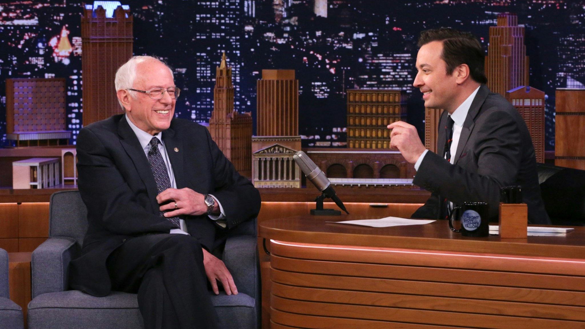 Senator Bernie Sanders during an interview with host Jimmy Fallon on March 11, 2020.